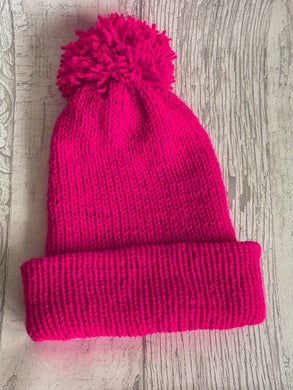 Electric Pink Knitted Hat- Adult