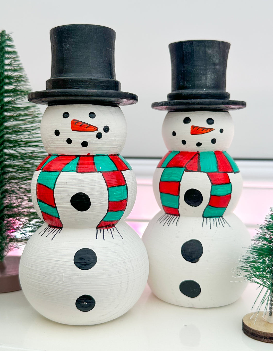 Hand-Turned Wooden Snowmen- a touch of Christmas cheer