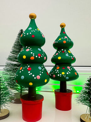 Hand-Turned and Hand-Painted Wooden Christmas Tree