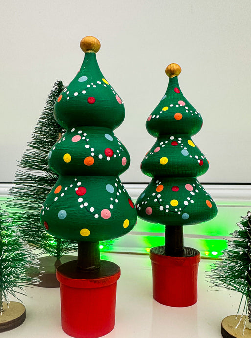 Hand-Turned and Hand-Painted Wooden Christmas Tree